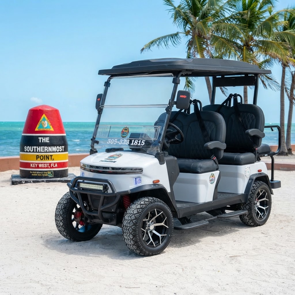 4-passenger forward-facing electric golf cart in Key West